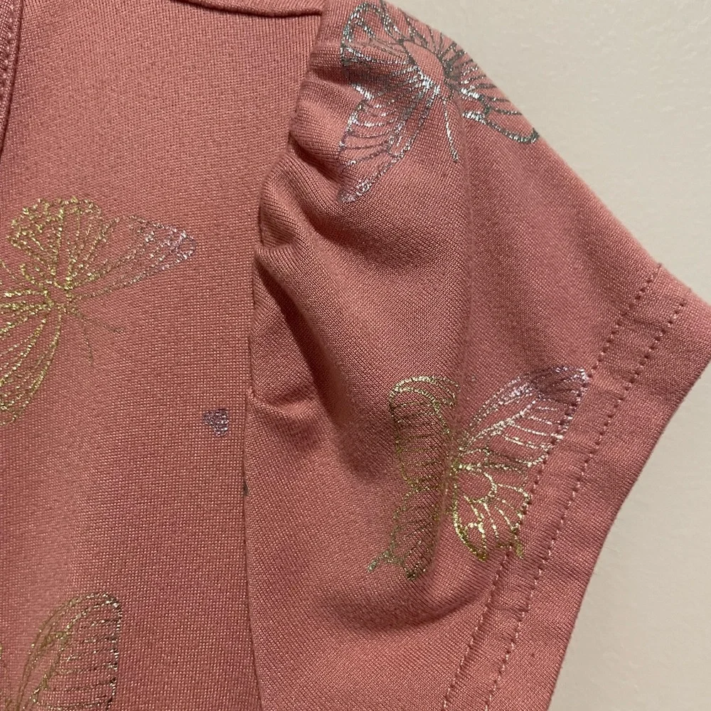 Girls short Rose colored butterfly dress 8‎